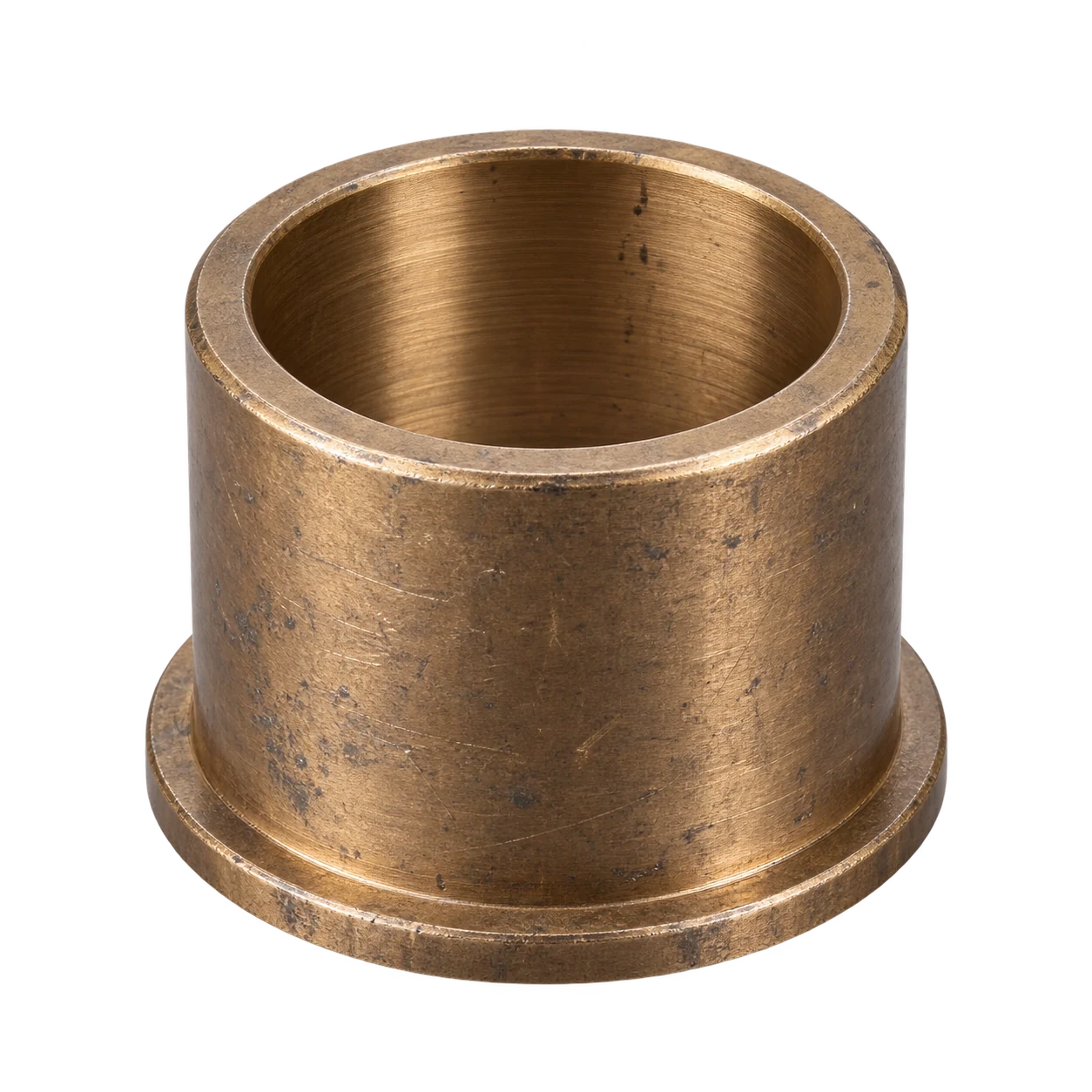 Buje cilíndrico de bronce con pestaña. Imagen ilustrativa.